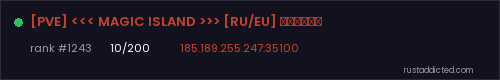 [PVE] <<< MAGIC ISLAND >>> [RU/EU] Мирный – Rust server stats