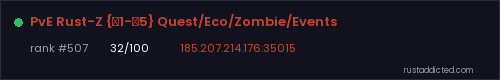 PvE Rust-Z {х1-х5} Quest/Eco/Zombie/Events – Rust server stats