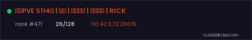 生存PVE S114档 | 丧尸 | 摸金撤离 | 死亡不掉 | RICK – Rust server stats