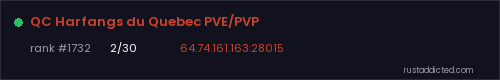 QC Harfangs du Quebec PVE/PVP – Rust server stats