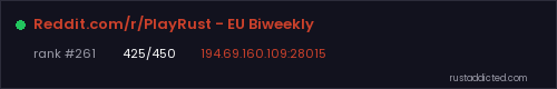 Reddit.com/r/PlayRust - EU Biweekly – Rust server stats