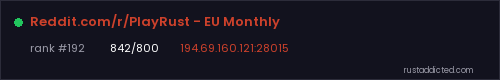 Reddit.com/r/PlayRust - EU Monthly – Rust server stats