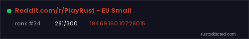 Reddit.com/r/PlayRust - EU Small – Rust server stats