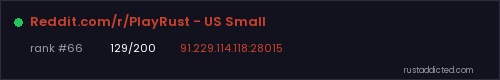Reddit.com/r/PlayRust - US Small – Rust server stats