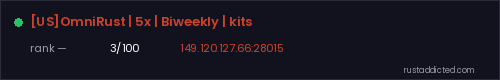[US]OmniRust | 5x | Biweekly | kits – Rust server stats