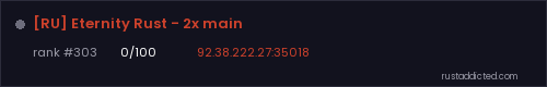 [RU] Eternity Rust - 2x main – Rust server stats