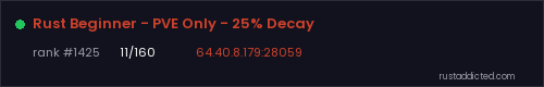 Rust Beginner - PVE Only - 25% Decay – Rust server stats