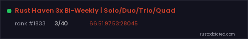 Rust Haven 3x Bi-Weekly | Solo/Duo/Trio/Quad – Rust server stats