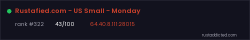 Rustafied.com - US Small - Monday – Rust server stats