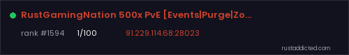 RustGamingNation 500x PvE [Events|Purge|Zombies|SkillTree] – Rust server stats