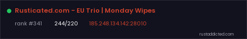 Rusticated.com - EU Trio | Monday Wipes – Rust server stats