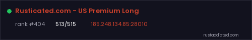 Rusticated.com - US Premium Long – Rust server stats