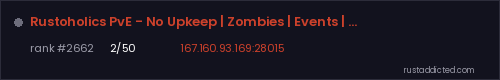 Rustoholics PvE - No Upkeep | Zombies | Events | Raids | Quests – Rust server stats