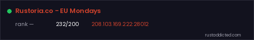Rustoria.co - EU Mondays – Rust server stats