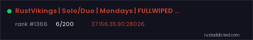 RustVikings | Solo/Duo | Mondays | FULLWIPED 06/08 20:00CEST – Rust server stats