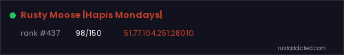 Rusty Moose |Hapis Mondays| – Rust server stats