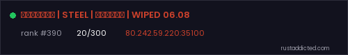 РУССКИЙ | STEEL | МОСКВА | WIPED 06.08 – Rust server stats