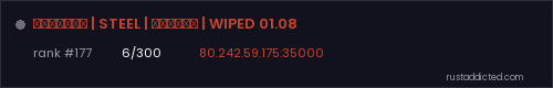 РУССКИЙ | STEEL | СМЕЛЫЙ | WIPED 01.08 – Rust server stats