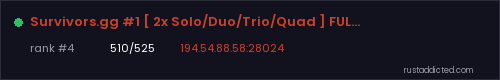 Survivors.gg #1 [ 2x Solo/Duo/Trio/Quad ] FULLWIPED 06.08 – Rust server stats