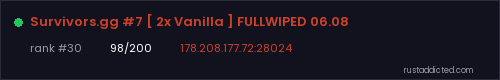 Survivors.gg #7 [ 2x Vanilla ] FULLWIPED 06.08 – Rust server stats