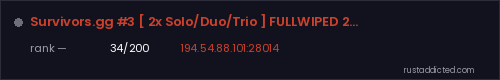 Survivors.gg #3 [ 2x Solo/Duo/Trio ] FULLWIPED 20.09 – Rust server stats