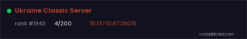 Ukraine Classic Server – Rust server stats