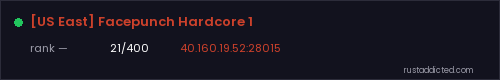 [US East] Facepunch Hardcore 1 – Rust server stats