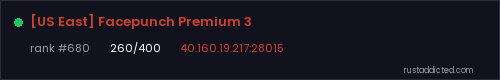 [US East] Facepunch Premium 3 – Rust server stats