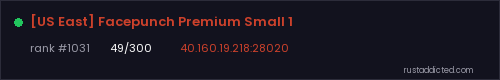 [US East] Facepunch Premium Small 1 – Rust server stats