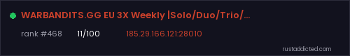 WARBANDITS.GG EU 3X Weekly |Solo/Duo/Trio/Quad|LootX3| Just Wip – Rust server stats