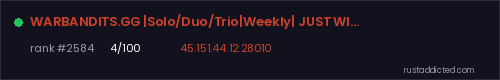 WARBANDITS.GG |Solo/Duo/Trio|Weekly| JUST WIPED – Rust server stats
