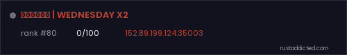 ВОСТОК | WEDNESDAY X2 – Rust server stats