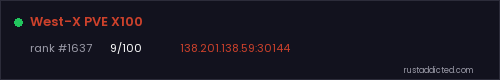 West-X PVE X100 – Rust server stats